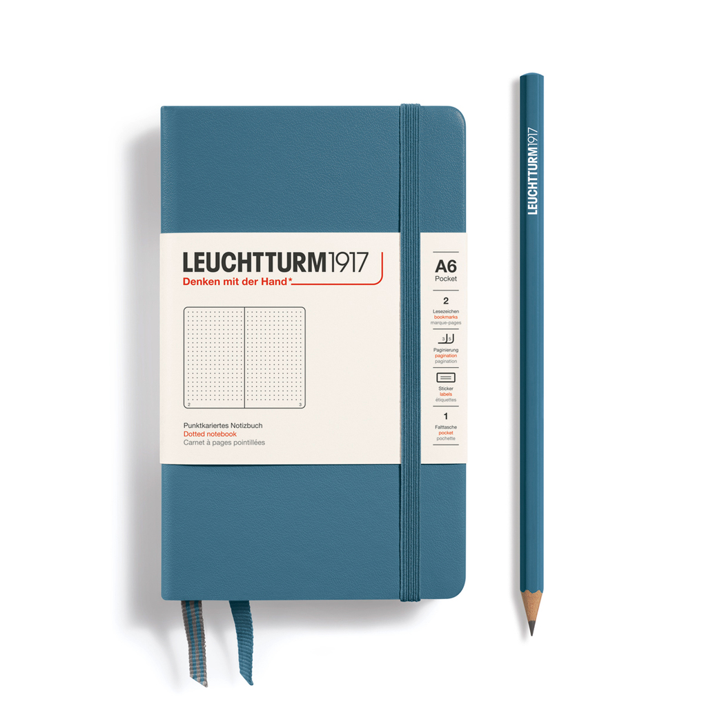 Leuchtturm1917 Notizbuch Pocket (A6) Hardcover 187 Nummerierte Seiten Stone Blue Dotted