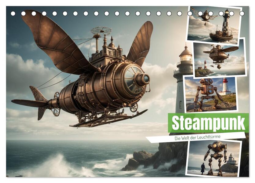 Steampunk - Die Welt der Leuchttürme (Tischkalender 2025 DIN A5 quer) CALVENDO Monatskalender