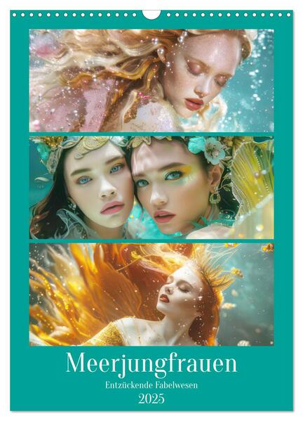 Meerjungfrauen Entzückende Fabelwesen (Wandkalender 2025 DIN A3 hoch) CALVENDO Monatskalender
