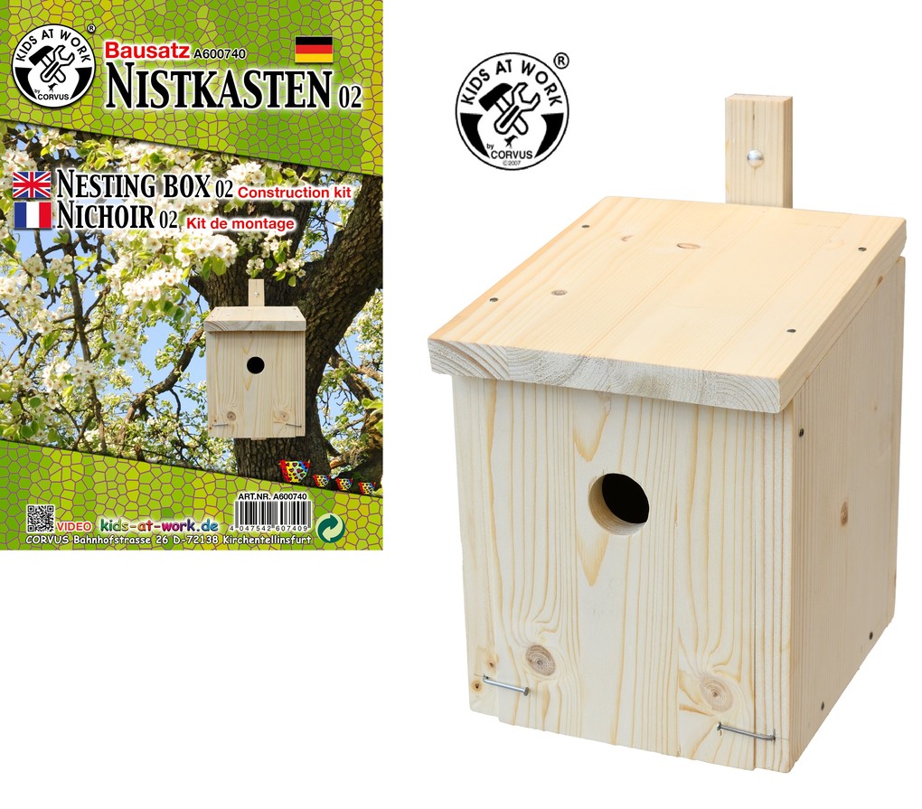 Corvus A600740 - Kids at Work Nistkasten Bausatz Holz 22x17x20cm