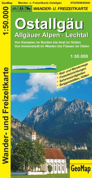 Ostallgäu Allgäuer Alpen Lechtal Wander- und Freizeitkarte