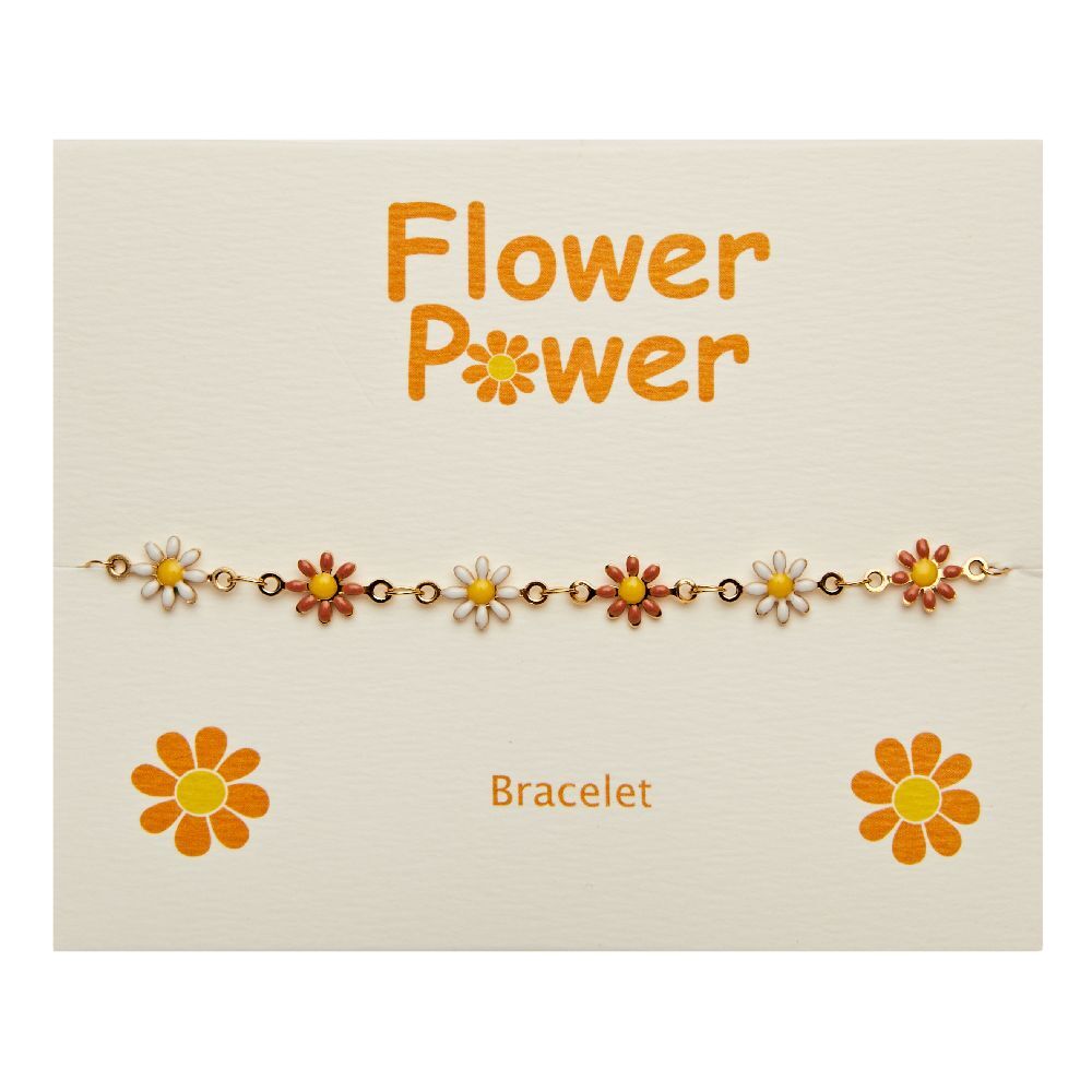 Armband - Flower Power - vergoldet - Weiß