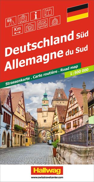Hallwag Strassenkarte Deutschland Süd 1:500.000