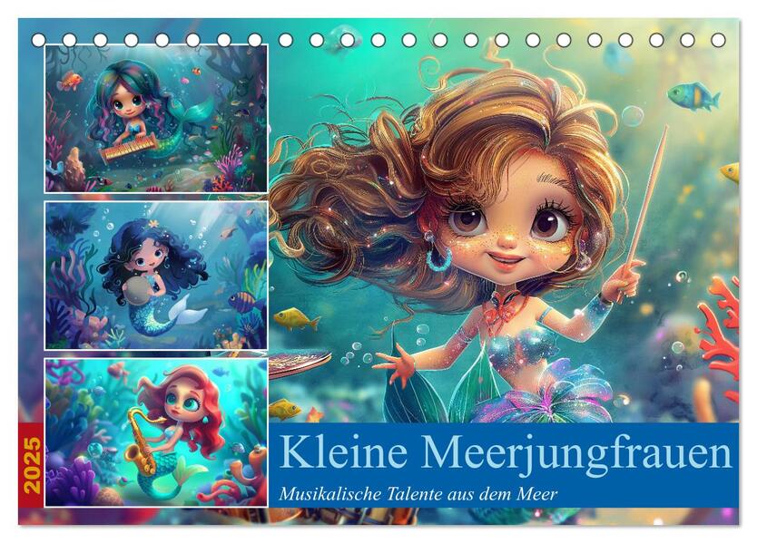 Kleine Meerjungfrauen (Tischkalender 2025 DIN A5 quer) CALVENDO Monatskalender