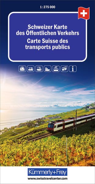 Kümmerly+Frey Schweizer Karte des öffentlichen Verkehrs 1:275.000