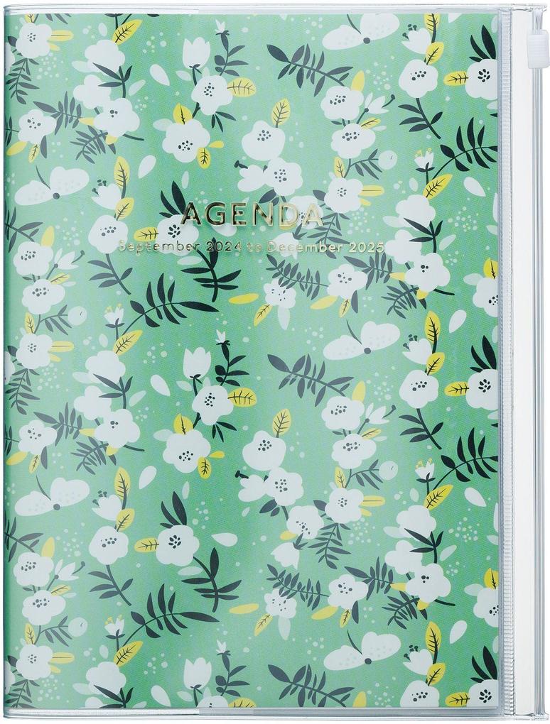 MARK‘S 2024/2025 Taschenkalender A5 vertikal Flower Pattern // Green