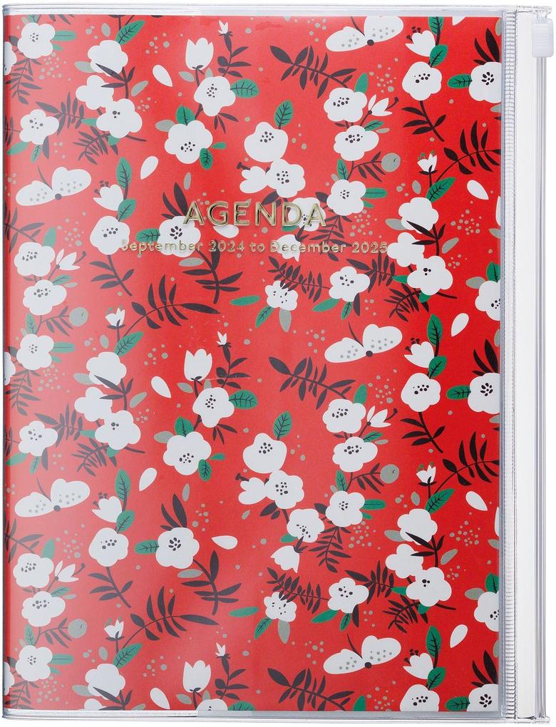 MARK‘S 2024/2025 Taschenkalender A5 vertikal Flower Pattern // Red