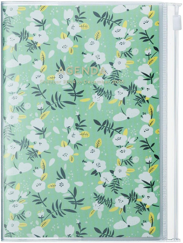MARK‘S 2024/2025 Taschenkalender B6 vertikal Flower Pattern // Green
