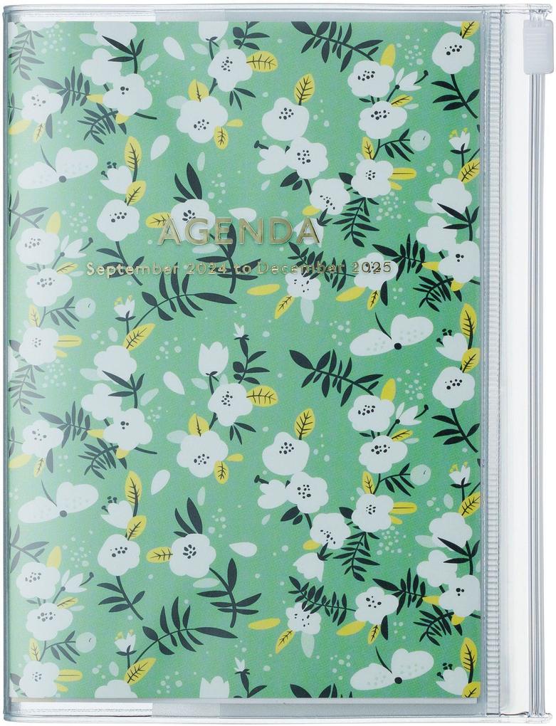 MARK‘S 2024/2025 Taschenkalender A6 vertikal Flower Pattern // Green