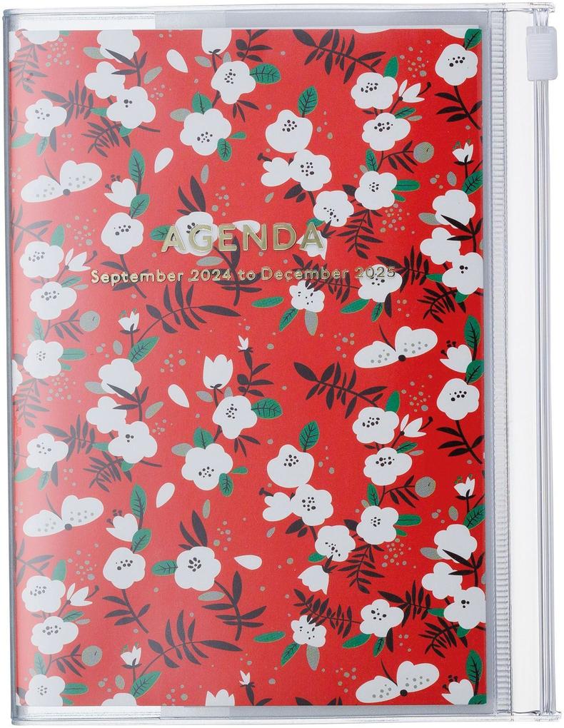 MARK‘S 2024/2025 Taschenkalender A6 vertikal Flower Pattern // Red