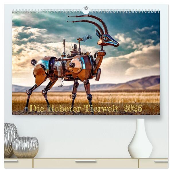 Die Roboter-Tierwelt (hochwertiger Premium Wandkalender 2025 DIN A2 quer) Kunstdruck in Hochglanz