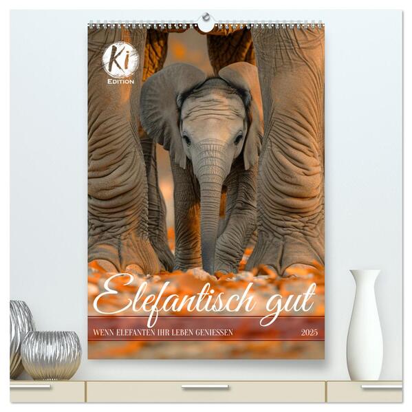 Elefantisch gut (hochwertiger Premium Wandkalender 2025 DIN A2 hoch) Kunstdruck in Hochglanz