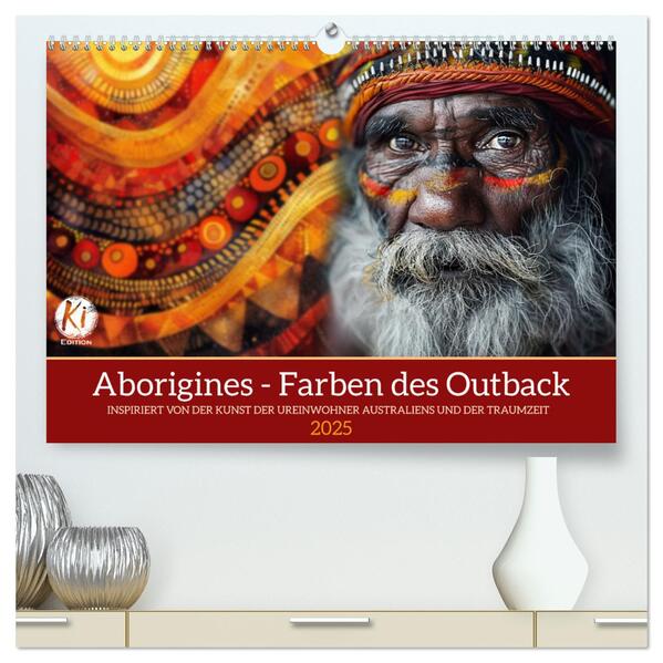Aborigines - Farben des Outback (hochwertiger Premium Wandkalender 2025 DIN A2 quer) Kunstdruck in Hochglanz