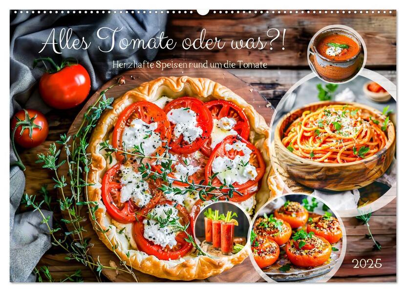Alles Tomate oder was?! - Herzhafte Speisen rund um die Tomate (Wandkalender 2025 DIN A2 quer) CALVENDO Monatskalender