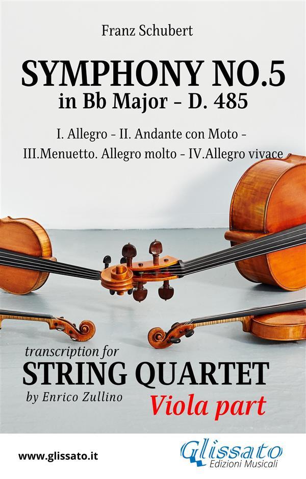 Viola part: Symphony No.5 by Schubert for String Quartet