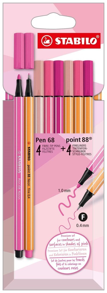 STABILO Filzstifte & Fineliner - Pen 68 & Point 88 - Shades of Pink 8er Set