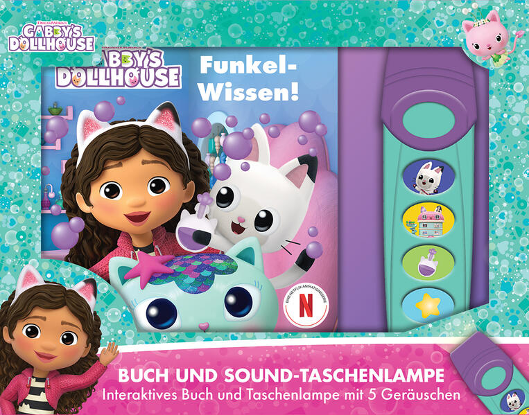 Gabby‘s Dollhouse - Funkel-Wissen! - Pappbilderbuch mit Taschenlampe und Glitzerseiten - Bilderbuch mit 5 tollen Geräuschen