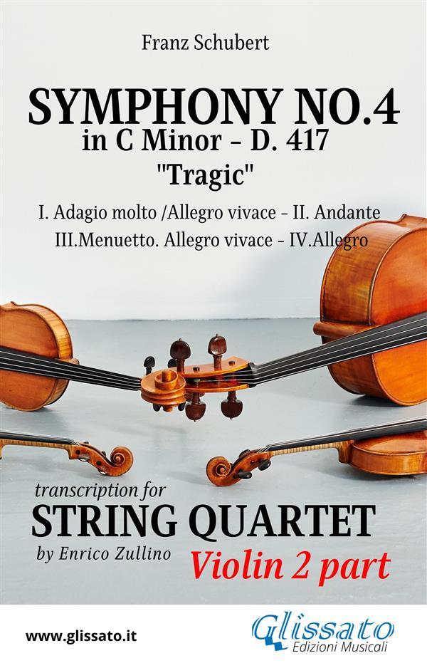 Violin II part: Symphony No.4 Tragic by Schubert for String Quartet