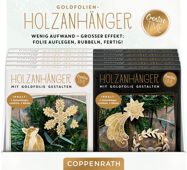 Holz-Anhänger mit Goldfolie Magic Winter