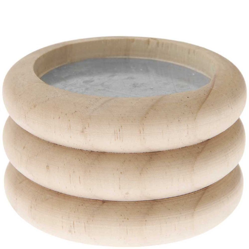 Holz Kerzenhalter Ringe Natur Ø 9 cm H 6 cm für Kerzen Ø 7cm