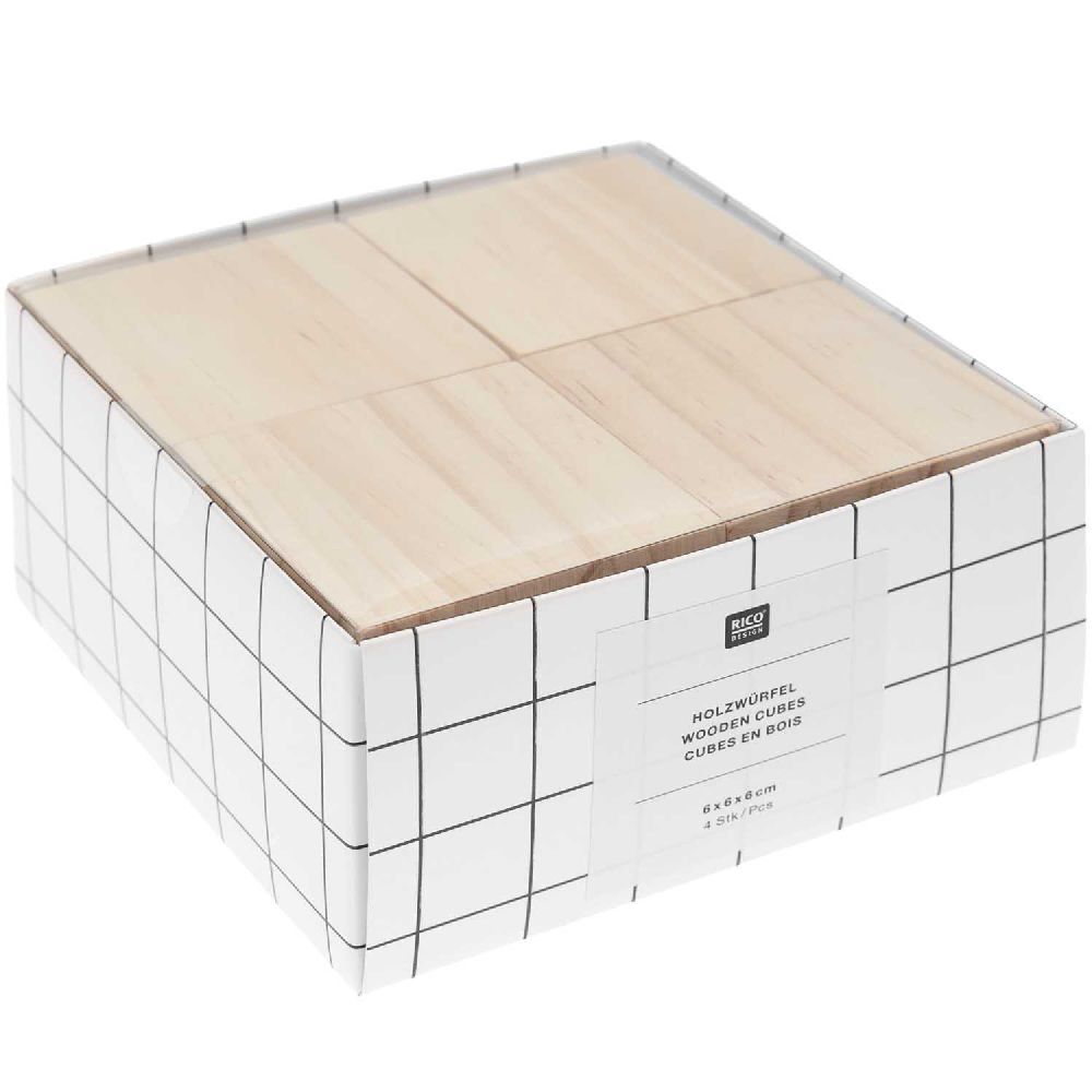 Holzwürfel 6 x 6 x 6 cm 4 Stk FSC 100%