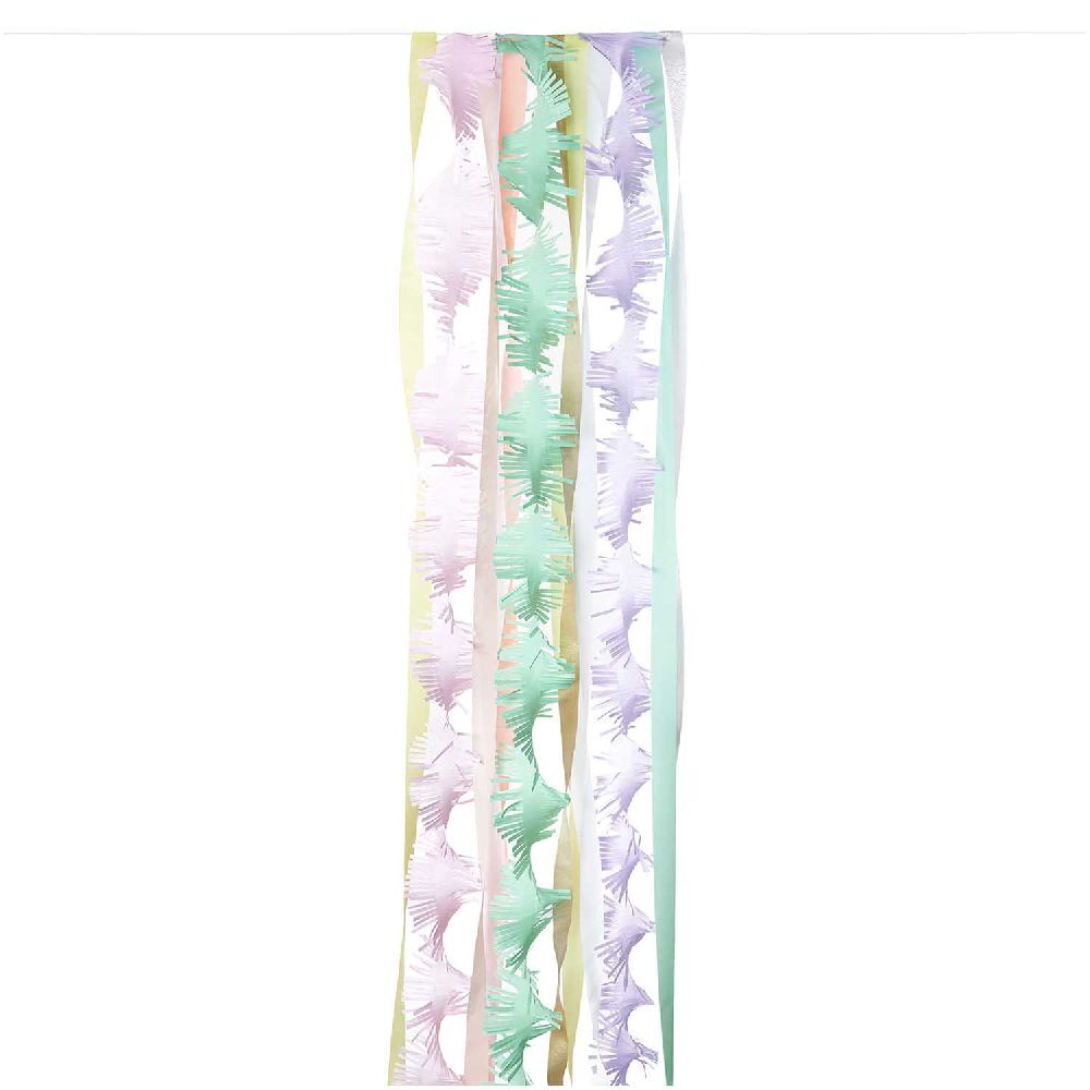 Luxus Party Deko Set FSC MIX 11-teilig 8 Kreppbänder 55 cm x 10 m + 3 Krepp Girlanden 175 cm x 3 m inkl. 2 m Kordel