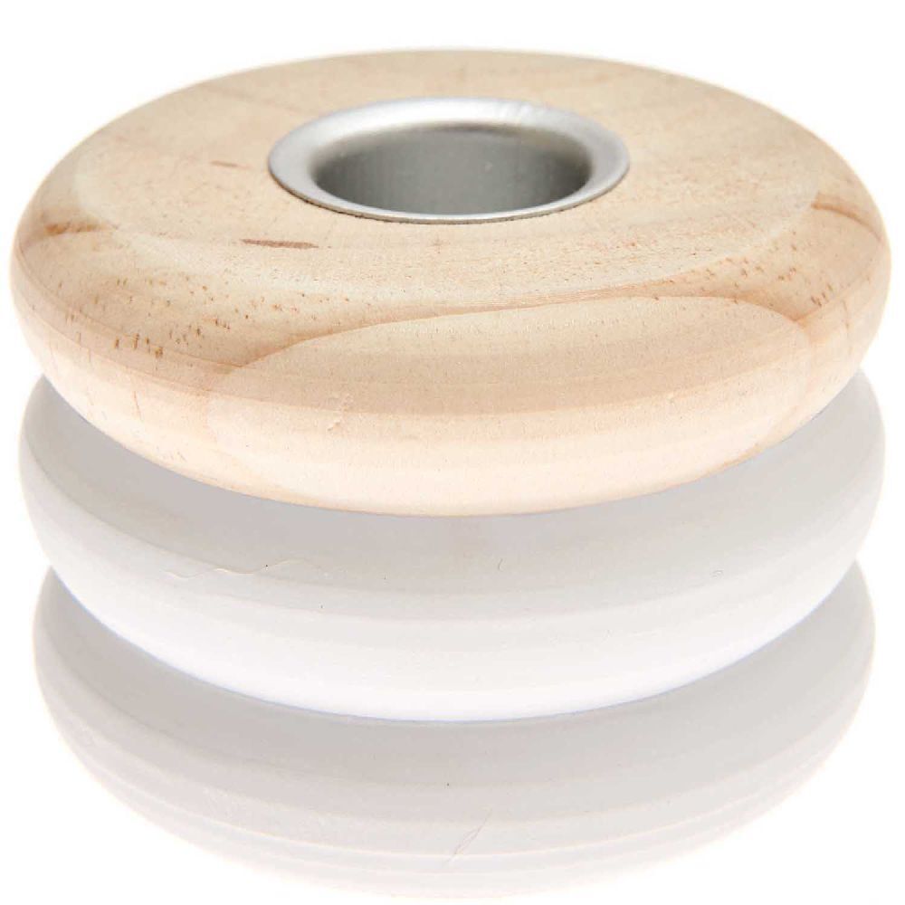 Holz Kerzenhalter Ringe klein Weiß Ø 75 cm H 55 cm für Kerzen Ø 24 cm