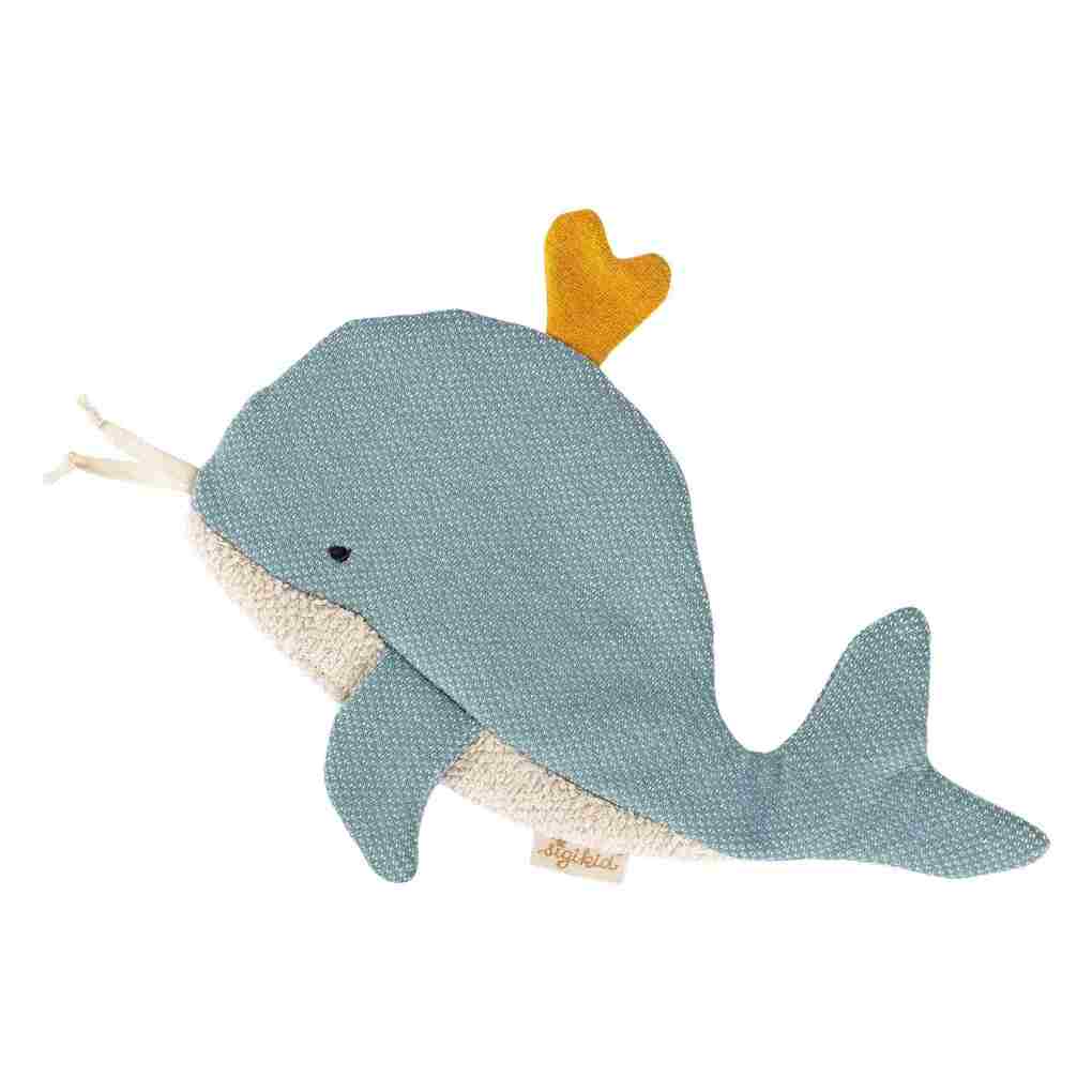 sigikid 39949 - Knistertuch Wal Tiny Tissues Materialmix Babyspielzeug