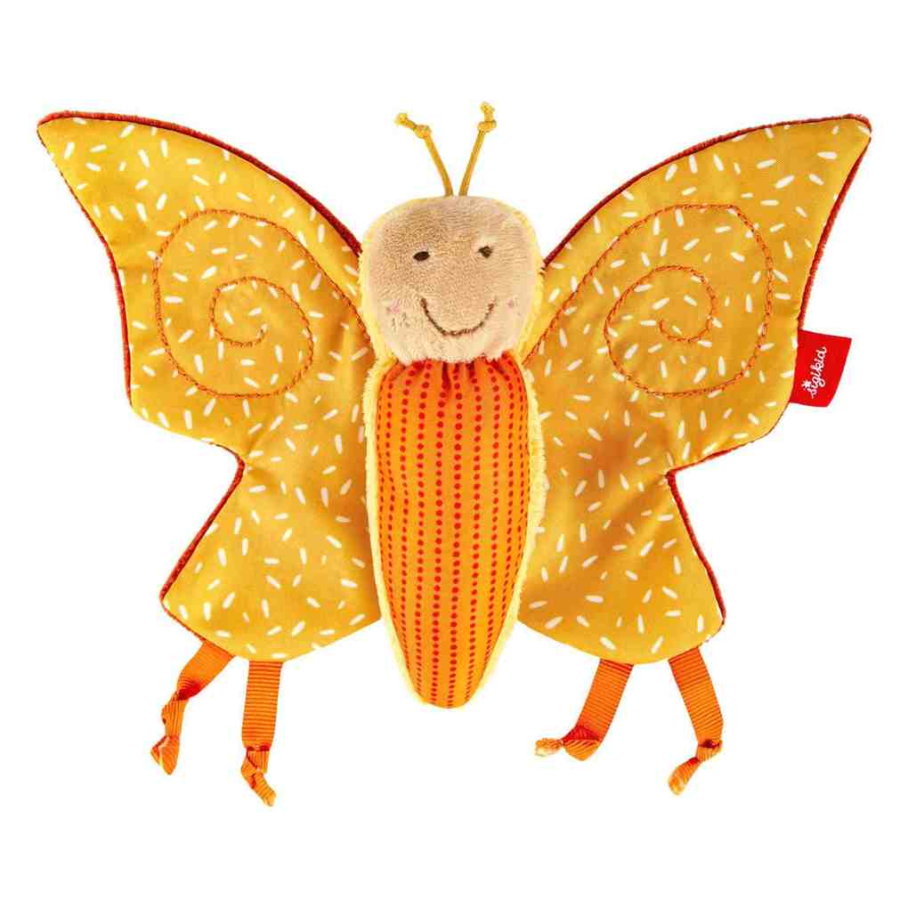 sigikid 43352 - Aktiv Schmetterling gelb Yellow Materialmix 16 cm Babyspielzeug