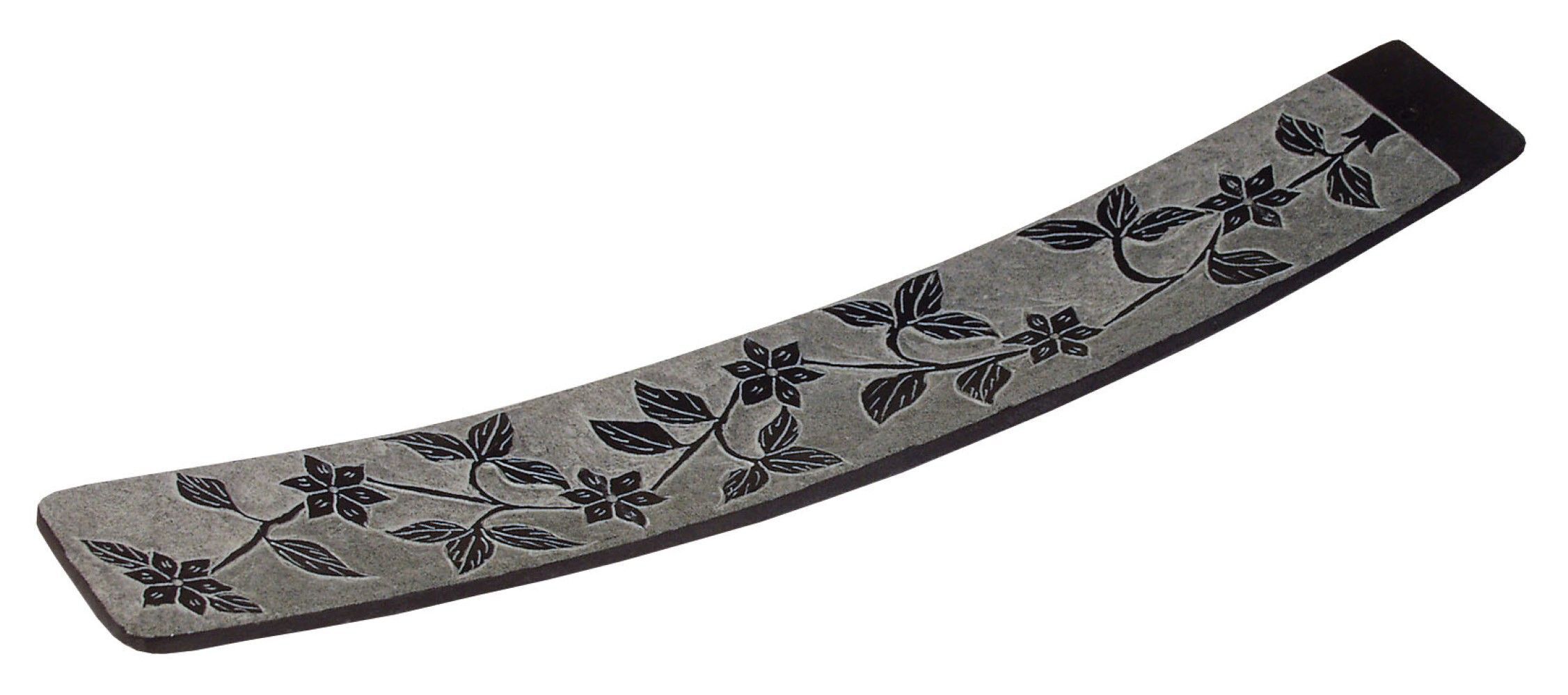 Räucherstäbchenhalter 'Blume' Black Stone graviert 25 x 4 cm