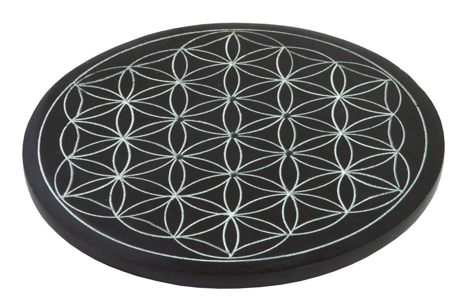 Räucherstäbchenhalter 'Blume des Lebens' Black Stone 10 cm