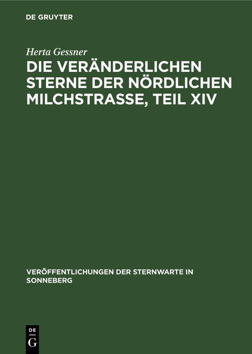 Die veränderlichen Sterne der nördlichen Milchstraße Teil XIV
