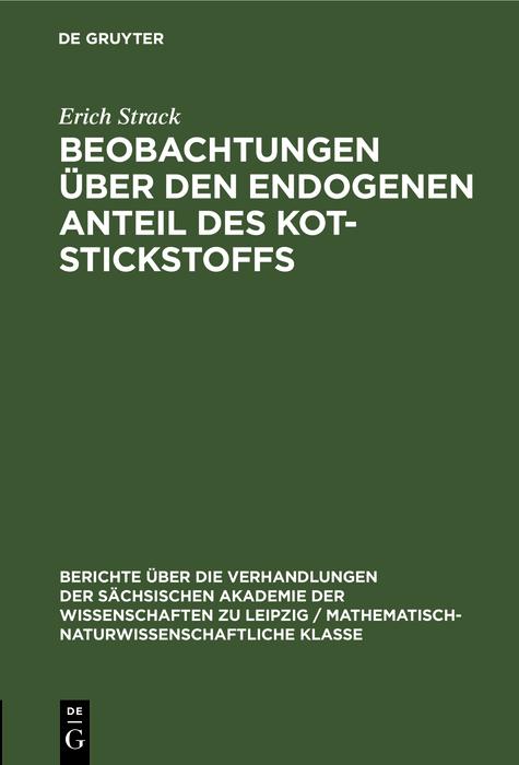 Beobachtungen über den endogenen Anteil des Kot-Stickstoffs