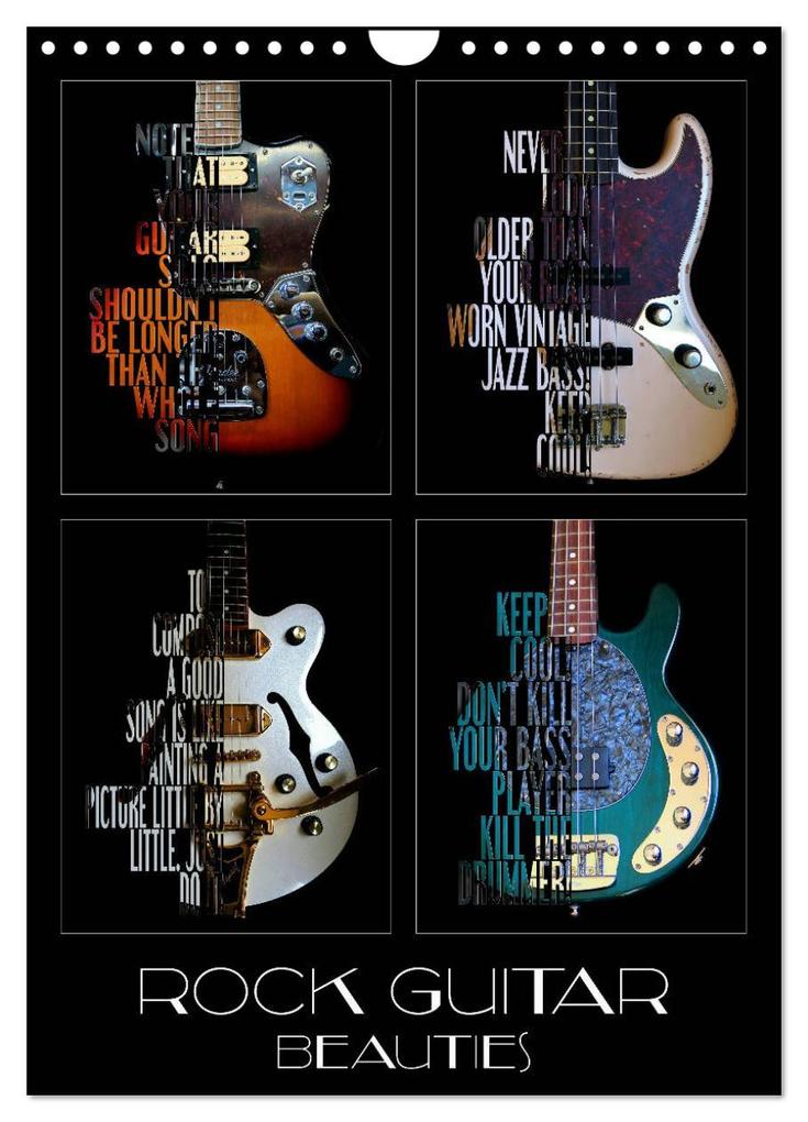 Rock Guitar Beauties (Wall Calendar 2025 DIN A4 portrait) CALVENDO 12 Month Wall Calendar