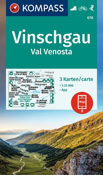 Kompass Karten GmbH Kompass Wanderkarten-Set 670 Vinschgau / Val Venosta (3 Karten) 1, 25.000