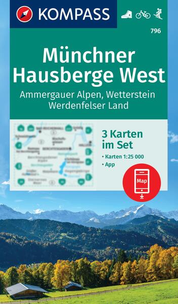 KOMPASS Wanderkarten-Set 796 Münchner Hausberge West Ammergauer Alpen Wetterstein Werdenfelser Land (3 Karten) 1:25.000