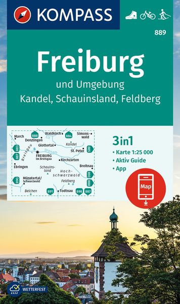 KOMPASS Wanderkarte 889 Freiburg und Umgebung Kandel Schauinsland Feldberg 1:25.000