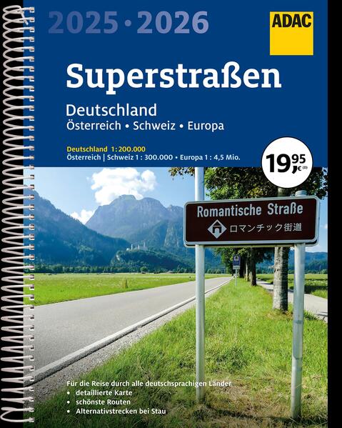 ADAC Superstraßen Autoatlas 2025/2026 Deutschland 1:200.000 Österreich Schweiz 1:300.000 mit Europa 1:45 Mio.