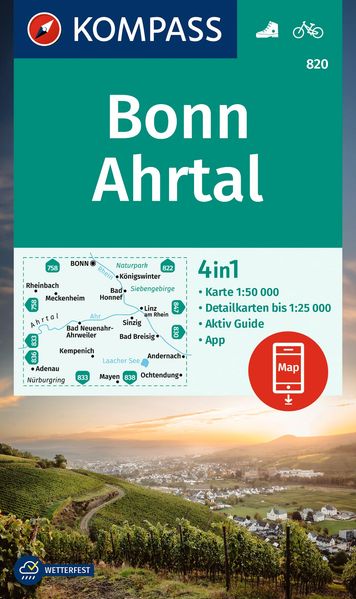 KOMPASS Wanderkarte 820 Bonn Ahrtal 1:50.000