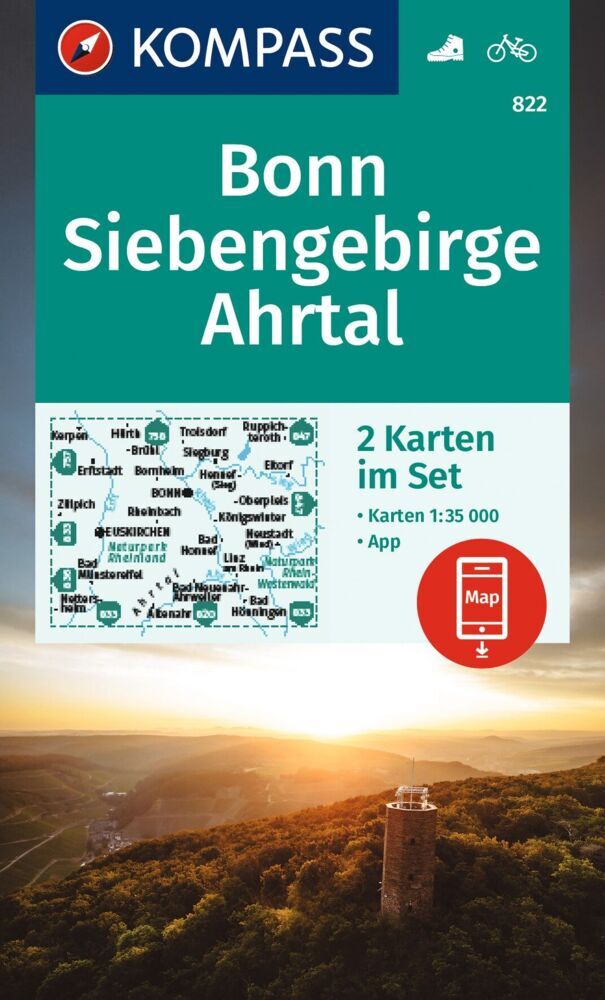 KOMPASS Wanderkarten-Set 822 Bonn Siebengebirge Ahrtal (2 Karten) 1:35.000