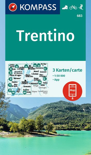 Kompass Karten GmbH Kompass Wanderkarten-Set 683 Trentino (3 Karten) 1, 50.000