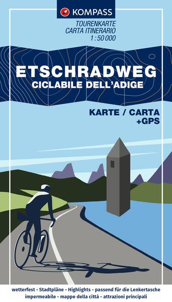 KOMPASS Fahrrad-Tourenkarte Etschradweg - Ciclabile dell‘Adige 1:50.000