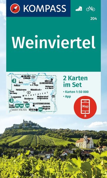KOMPASS Wanderkarten-Set 204 Weinviertel (2 Karten) 1:50.000