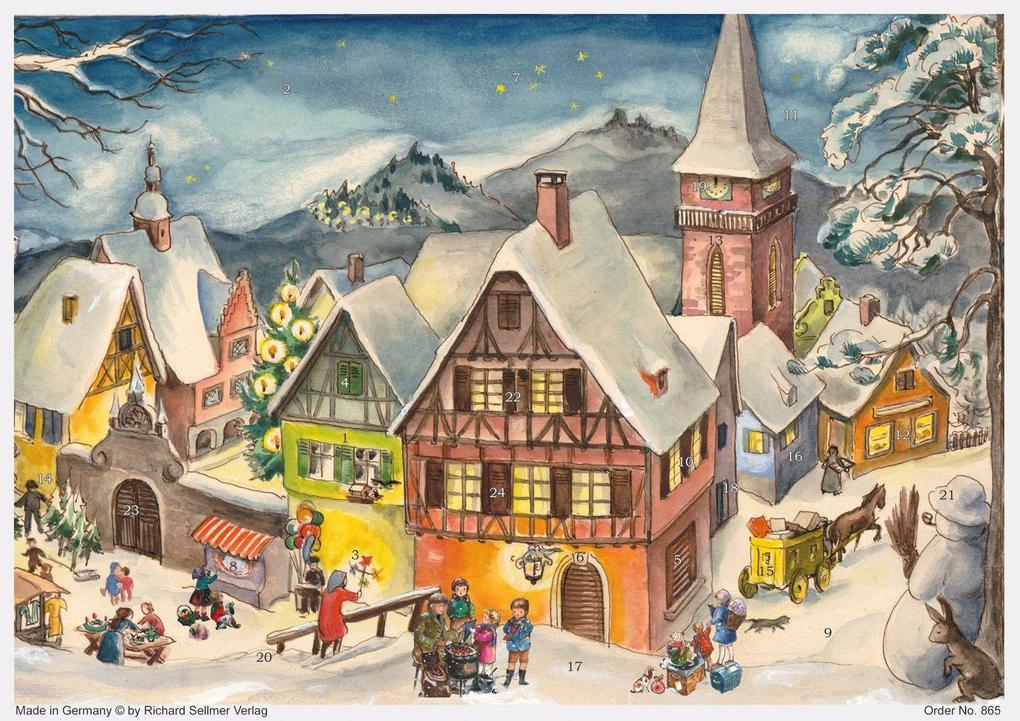 Adventskalender 'Verschneites Dorf'