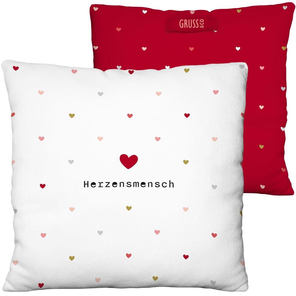 Plüschkissen mit Motiv 'Herzensmensch'