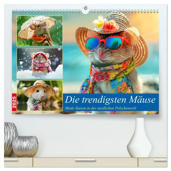 Die trendigsten Mäuse. Mode-Saison in der niedlichen Pelzchenwelt (hochwertiger Premium Wandkalender 2025 DIN A2 quer) Kunstdruck in Hochglanz