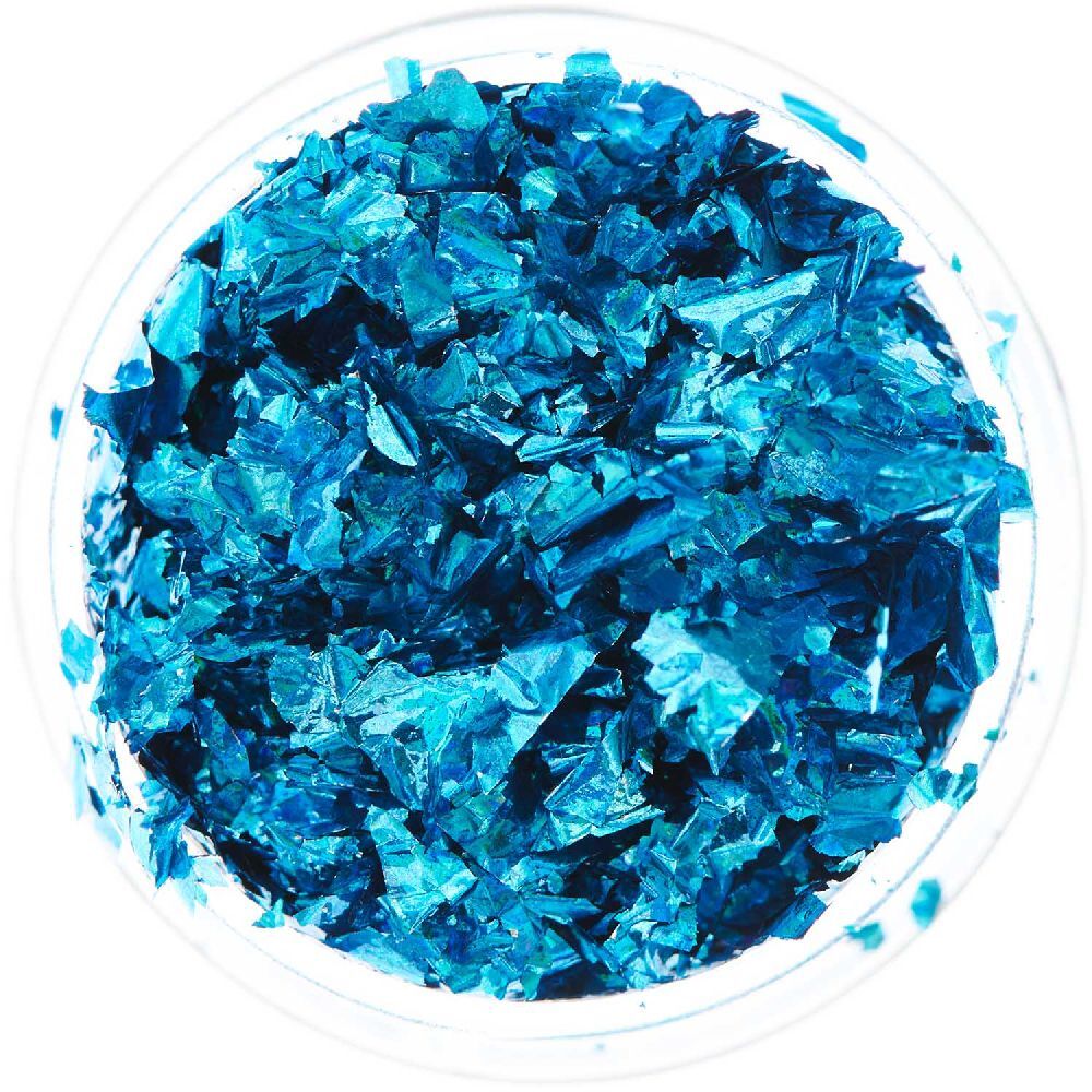 Blattmetall Flocken Holografisch Cyan 03g