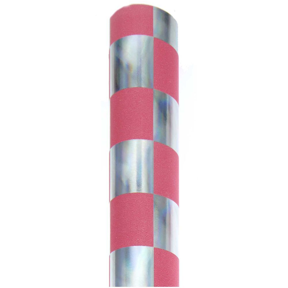 Geschenkpapier Schachbrett Neon Pink/Silber FSC MIX 70cm x 2m 80 gsm ungestrichenes Papier