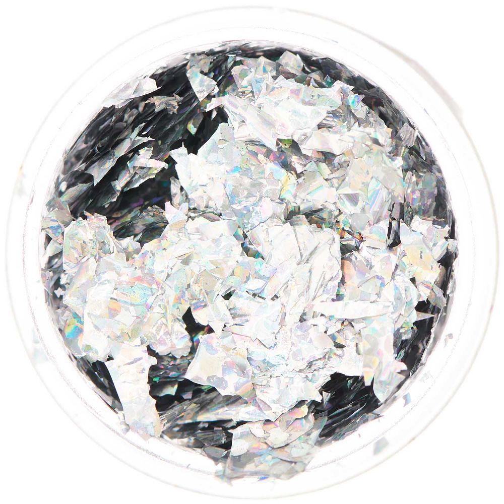 Blattmetall Flocken Holografisch Silber 03g