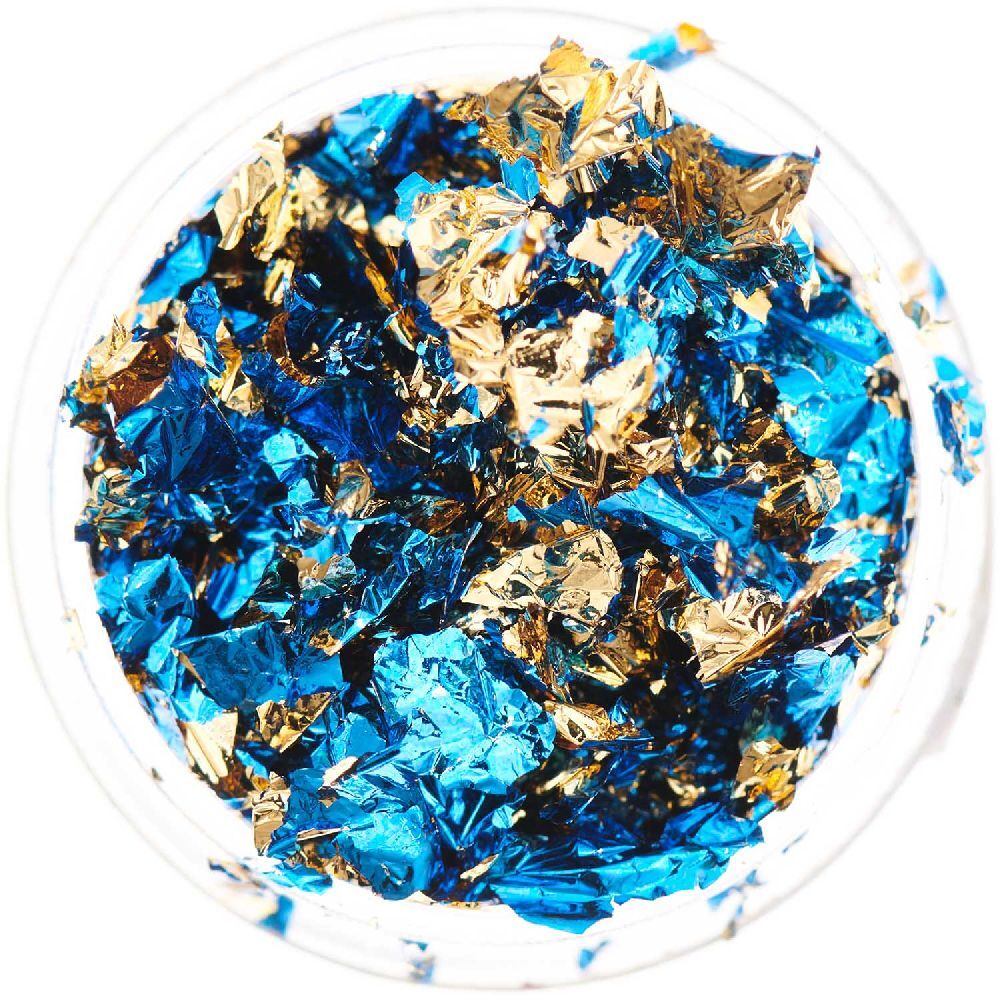 Blattmetall Flocken Gold-Blau 03g